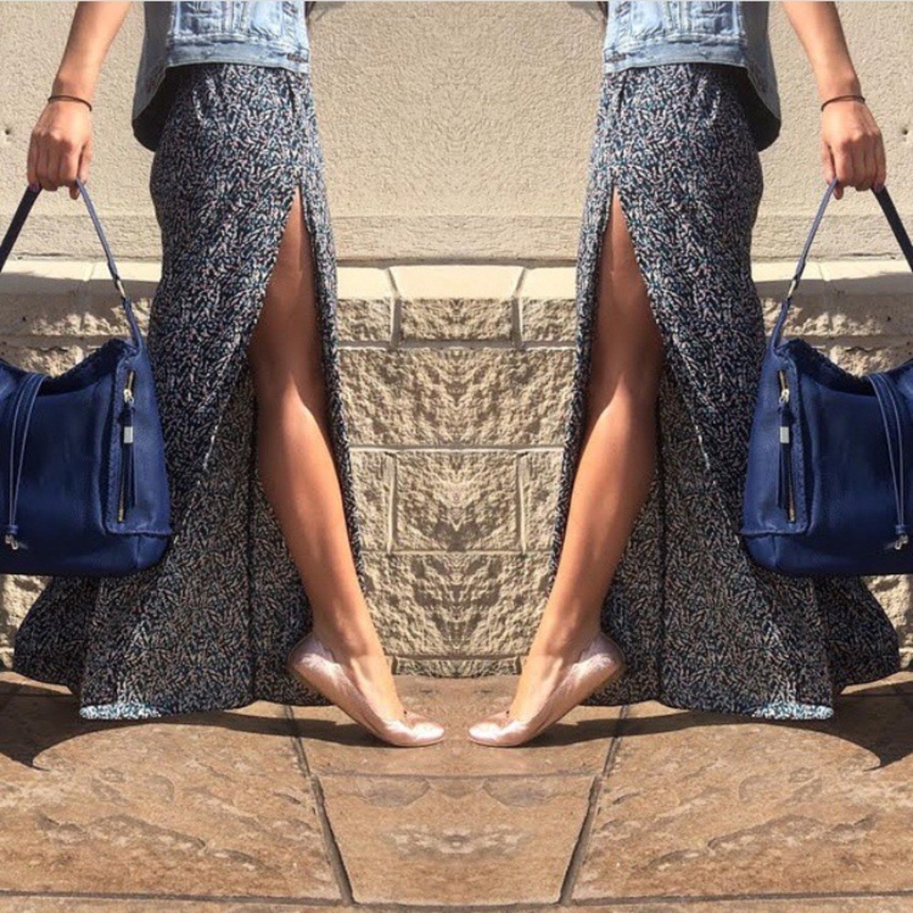 Wide leg, high rise, side slit pants